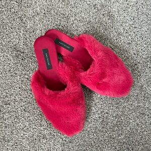 Ann Taylor Red Fuzzy Slippers